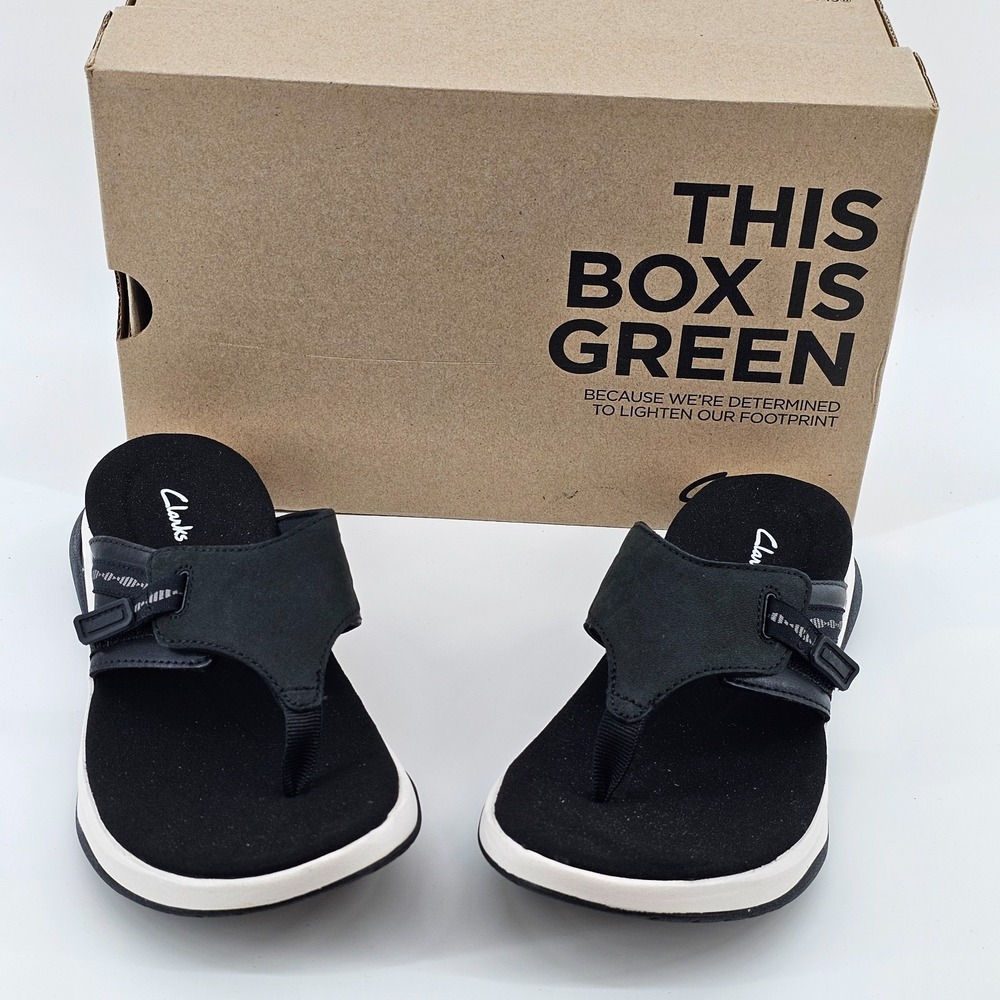 NIB Women's Clarks Wave2.0 Sea. Sandals Black Combi Size 6M
